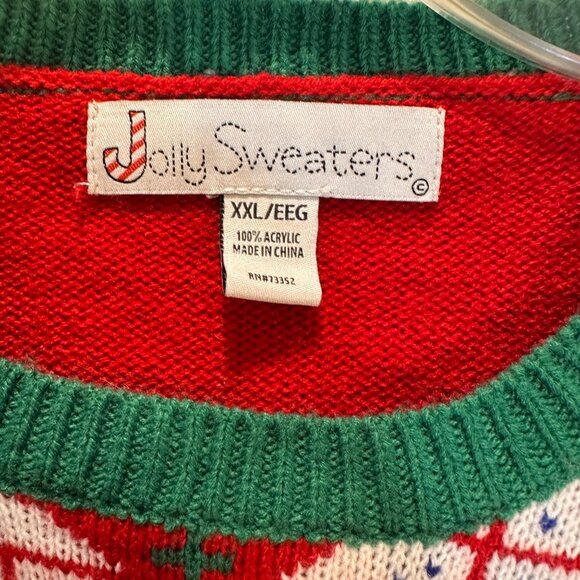 Jolly Sweater Ugly Christmas XXL Men Woman Pullover Holiday Red Blue Green - Picture 2 of 7